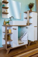 Тумба с раковиной Sanflor Ингрид 80, белый матовый, швейцарский вяз