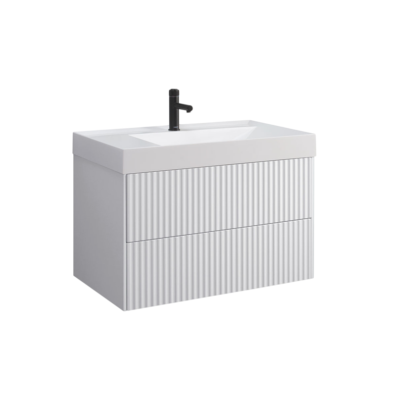 Тумба с раковиной Belux Сиртаки 85 подвесная, белая матовая, раковина 850-02