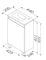 Тумба с раковиной AM.PM X-Joy 45, напольная, белый глянец