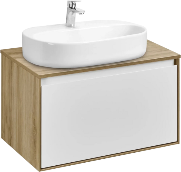 Тумба с раковиной AQUATON Либерти 70 со столешницей дуб эльвезия, раковина Одри 62