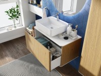 Тумба под раковину со столешницей STWORKI Ноттвиль 80 дуб верона, без выреза под смеситель