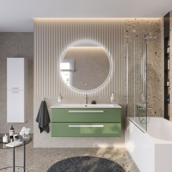 Мебель для ванной комнаты Cezares Eco Cer-N 120 фисташковый софт, раковина Eco 120, ручки сатин