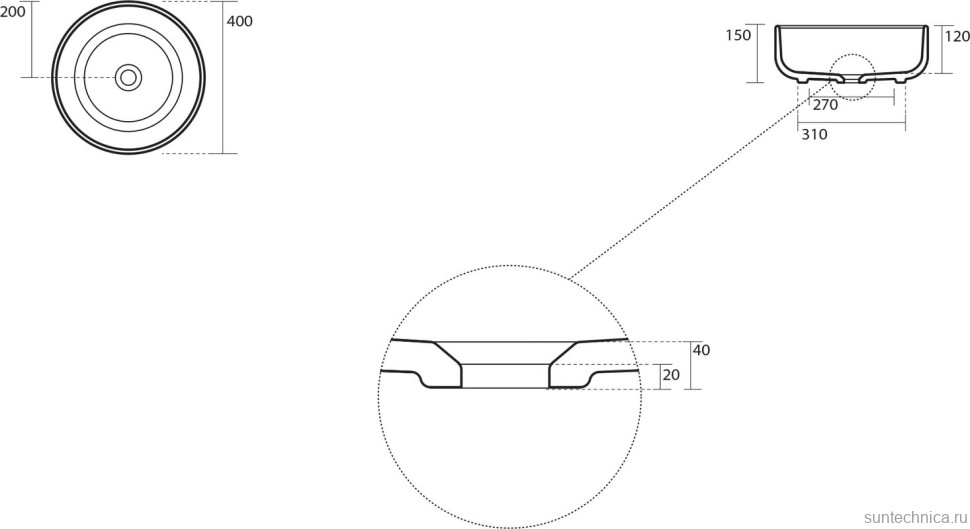 Накладная раковина Kerasan Nolita 534481*0 40 см, nocciola