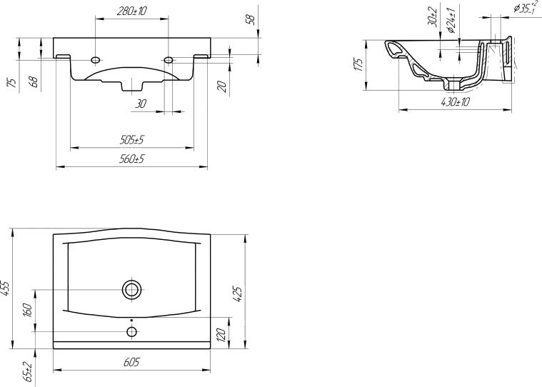 Тумба с раковиной Sanflor Норд 60 с раковиной Strim 60