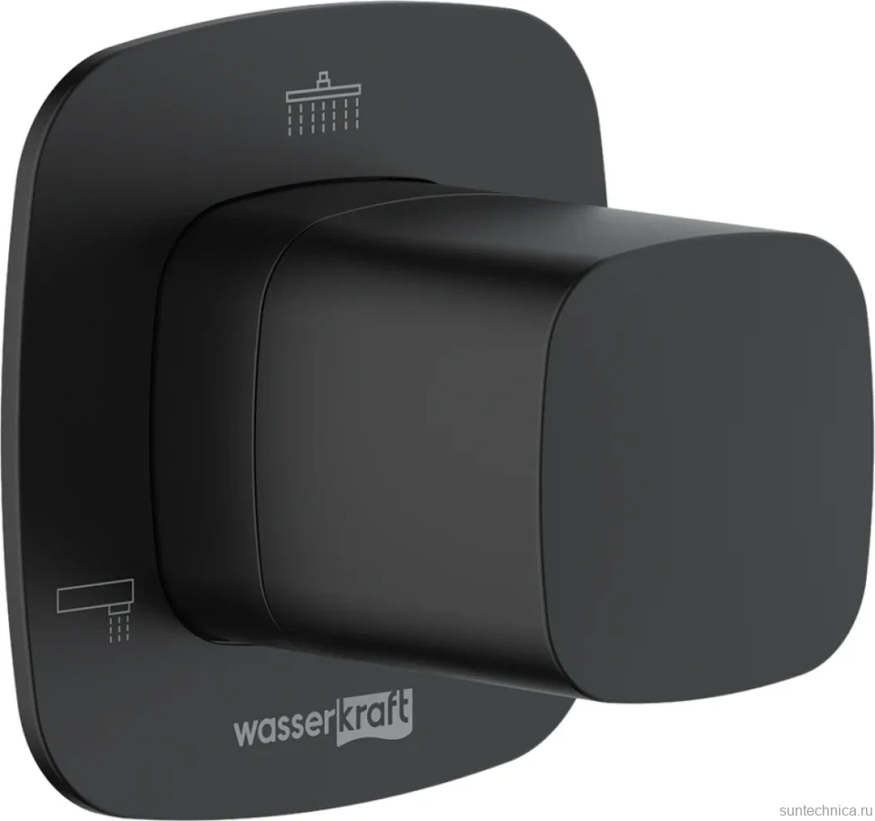 Переключатель потоков Wasserkraft Nuthe A265 С ВНУТРЕННЕЙ ЧАСТЬЮ, на три потребителя, черный soft-touch