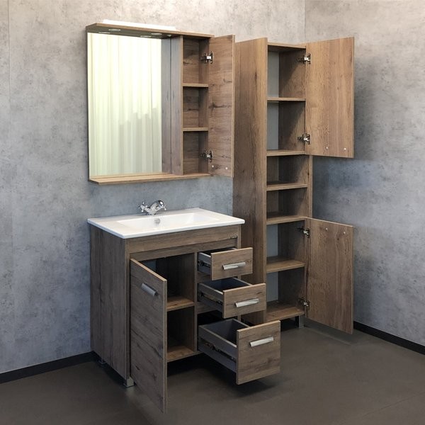 Шкаф-пенал для ванной Comforty Марио 40 напольный, темный дуб