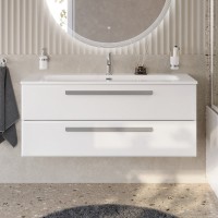 Тумба под раковину без столешницы Cezares Eco Cer-N 120 bianco lucido, ручки серые