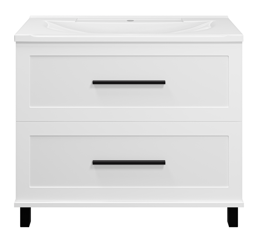 Тумба с раковиной Misty Модерн 100 напольная, матовая белая