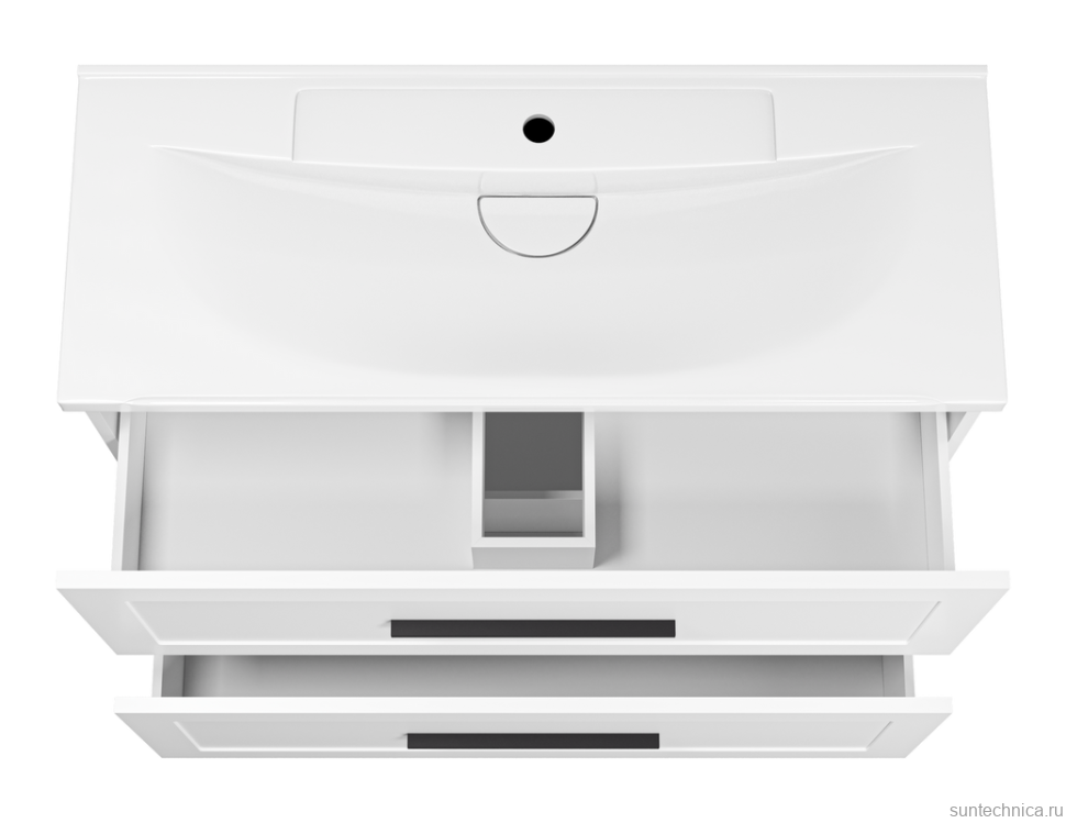 Тумба с раковиной Misty Модерн 100 напольная, матовая белая