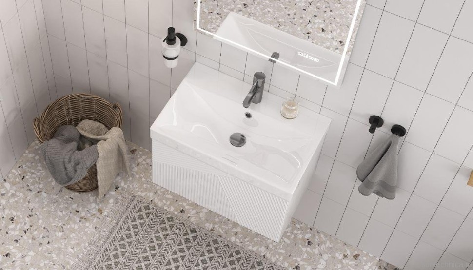 Тумба с раковиной Velvex Edge 60.1Y подвесная, белая