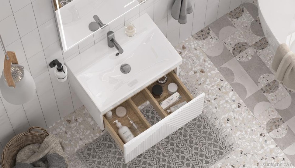 Тумба с раковиной Velvex Edge 60.1Y подвесная, белая