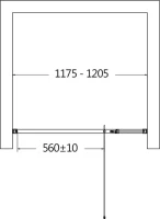 Душевая дверь в нишу AQUAme AQM7108-12 120 см, профиль хром, стекло прозрачное