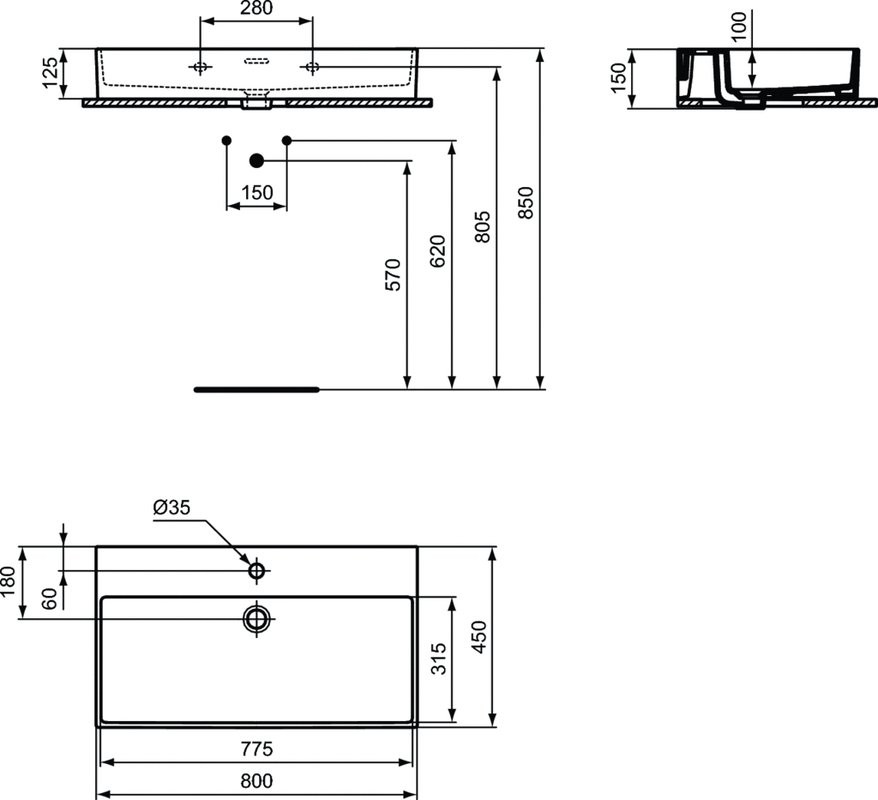 Мебельная раковина Ideal Standard Extra T372901