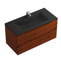 Тумба с раковиной BelBagno Marino 100 подвесная, rovere cillegio, черная раковина