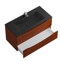 Тумба с раковиной BelBagno Marino 100 подвесная, rovere cillegio, черная раковина