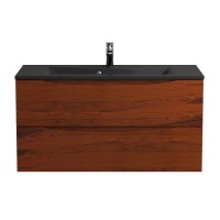 Тумба с раковиной BelBagno Marino 100 подвесная, rovere cillegio, черная раковина