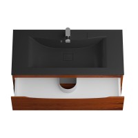 Тумба с раковиной BelBagno Marino 100 подвесная, rovere cillegio, черная раковина