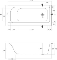 Акриловая ванна Cersanit Smart R 170x80 см, правая, пристенная, белая, на ножках