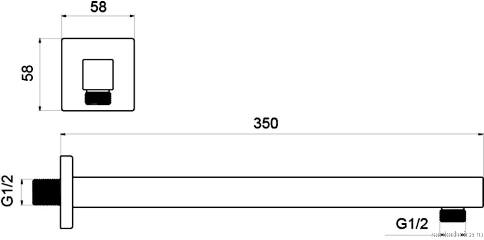 Кронштейн для верхнего душа AQUATEK AQ2175MB черный матовый