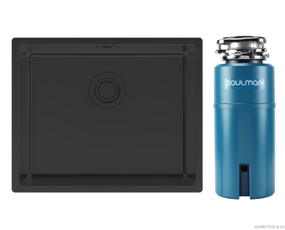 Комплект Мойка Paulmark Lassan LA54-MBN черный матовый + Измельчитель Intenso