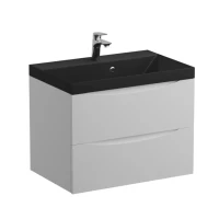 Тумба с раковиной BelBagno Marino 70 подвесная, bianco lucido, черная раковина