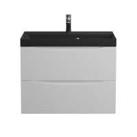 Тумба с раковиной BelBagno Marino 70 подвесная, bianco lucido, черная раковина