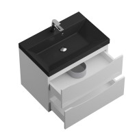 Тумба с раковиной BelBagno Marino 70 подвесная, bianco lucido, черная раковина