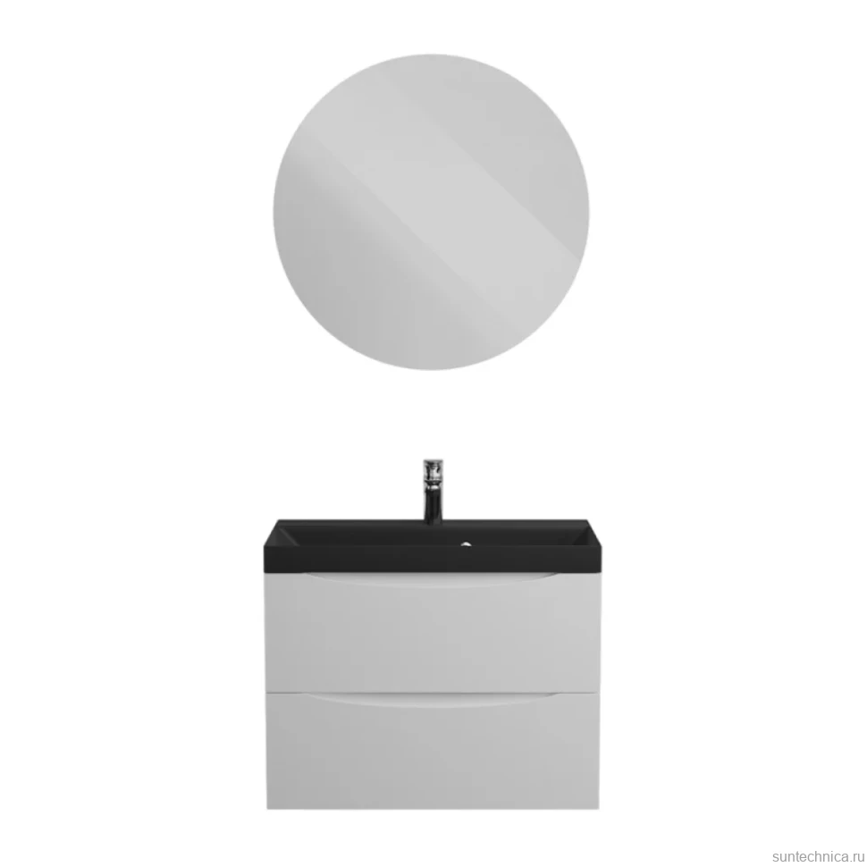 Тумба с раковиной BelBagno Marino 70 подвесная, bianco lucido, черная раковина