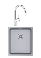 Комплект Мойка Paulmark Vista PM904438-BS брашированная нержавеющая сталь + Смеситель Grohe Minta 3291800E хром