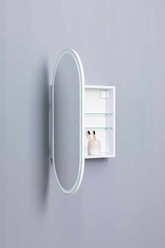 Шкаф с зеркалом в ванную с подсветкой Aquanet Монте 50 белый, с LED подсветкой