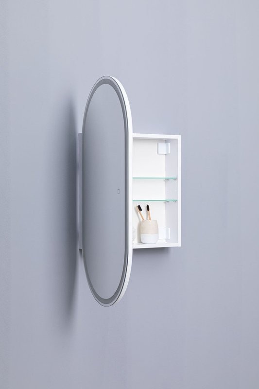 Шкаф с зеркалом в ванную с подсветкой Aquanet Монте 50 белый, с LED подсветкой