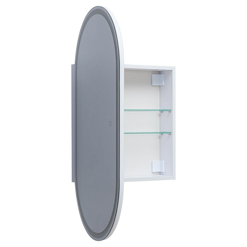 Шкаф с зеркалом в ванную с подсветкой Aquanet Монте 50 белый, с LED подсветкой