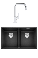 Комплект Мойка Blanco Subline 350/350-U антрацит + Смеситель Grohe Eurosmart