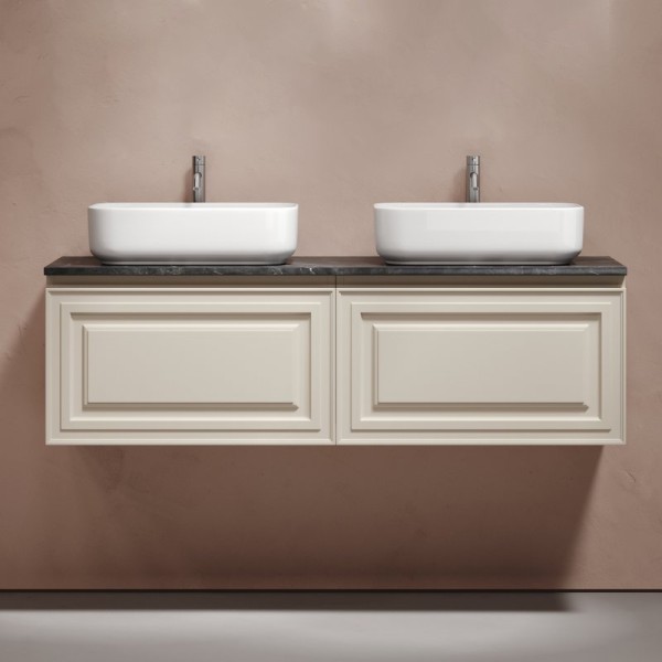 Тумба с раковиной Sancos Very 140 beige soft, столешница черный мрамор TT140A1X, раковина CN5043