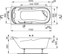 Акриловая ванна Vagnerplast Charitka 170x75 см, пристенная, ультрабелая, с каркасом