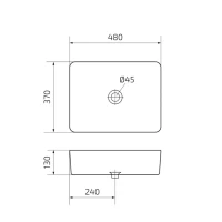 Накладная раковина GID Geometrico Mnc600 48 под глянцевый камень, прямоугольная, фаянс