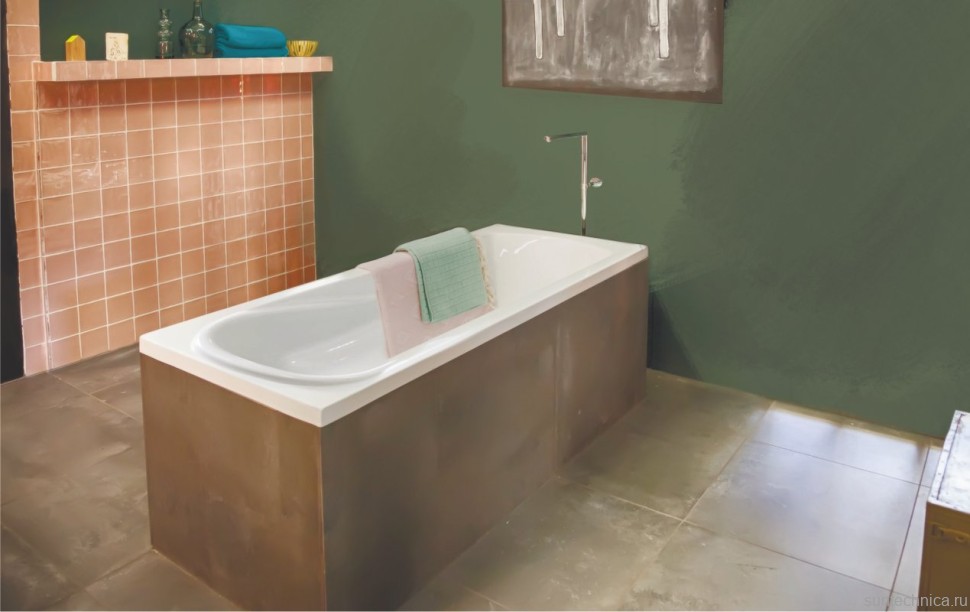 Акриловая ванна EUROLUX Alla 170x75 см, пристенная, белая, с каркасом