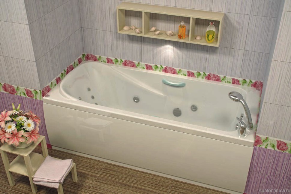 Акриловая ванна EUROLUX Alla 170x75 см, пристенная, белая, с каркасом