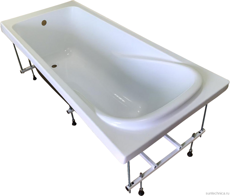 Акриловая ванна EUROLUX Alla 170x75 см, пристенная, белая, с каркасом
