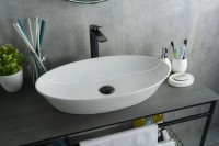 Накладная раковина GID Lago N9397 61 глянцевая белая, овальная, фаянс