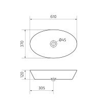 Накладная раковина GID Lago N9397 61 глянцевая белая, овальная, фаянс
