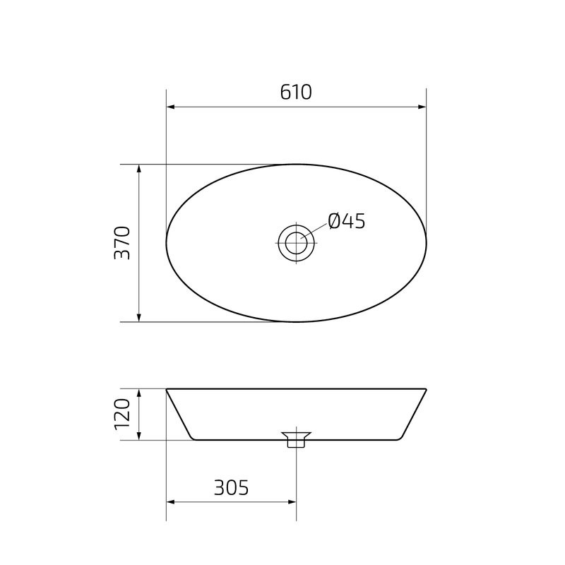 Накладная раковина GID Lago N9397 61 глянцевая белая, овальная, фаянс