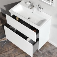 Тумба с раковиной AM.PM Gem 80 напольная, 2 ящика, белый глянец