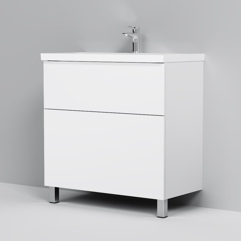 Тумба с раковиной AM.PM Gem 80 напольная, 2 ящика, белый глянец