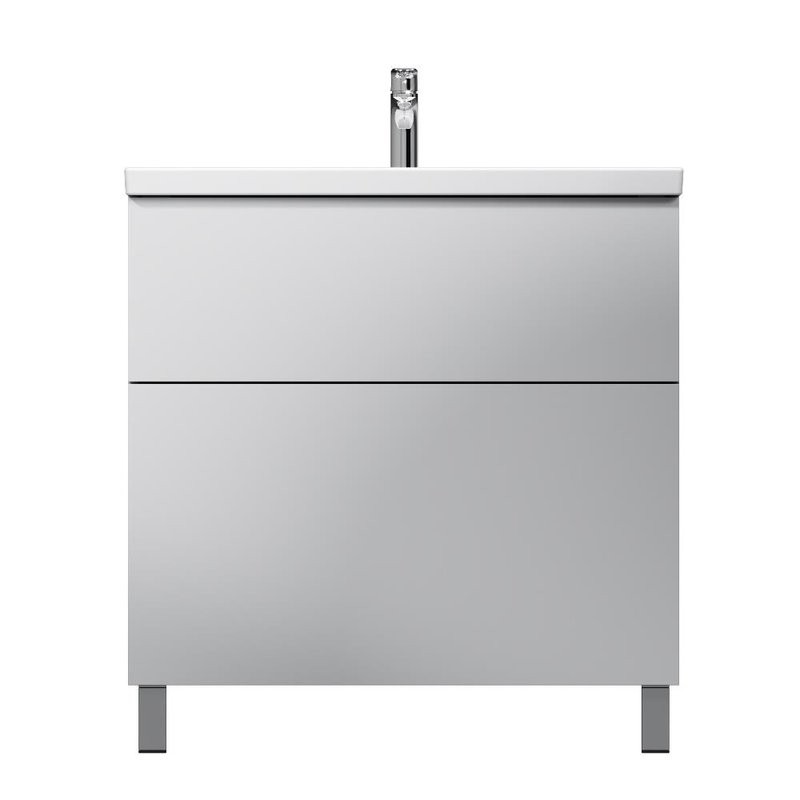 Тумба с раковиной AM.PM Gem 80 напольная, 2 ящика, белый глянец