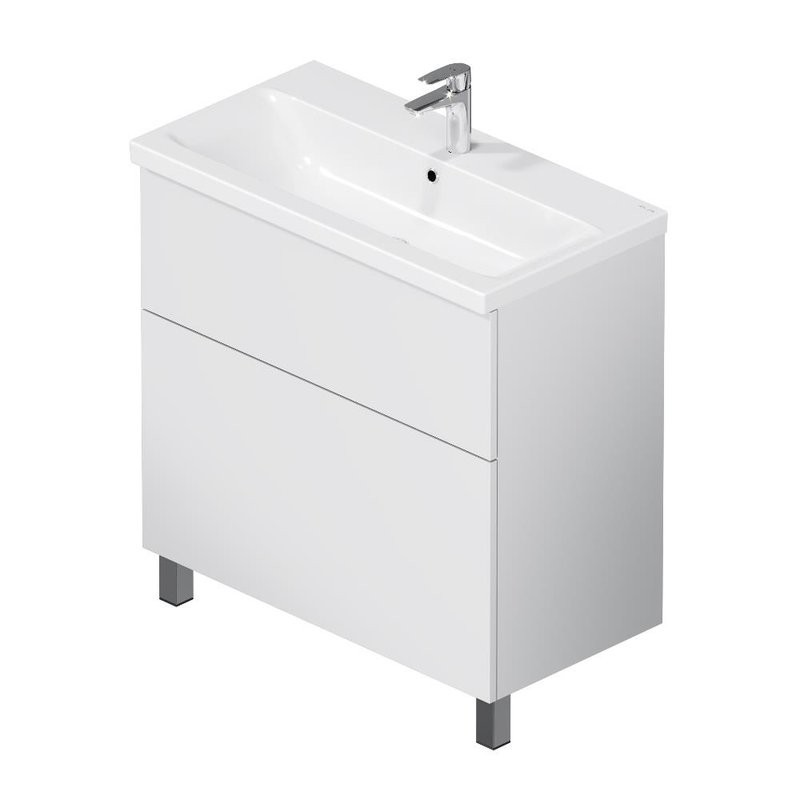 Тумба с раковиной AM.PM Gem 80 напольная, 2 ящика, белый глянец