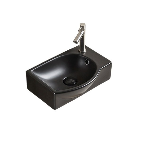 Раковина маленькая в туалет GID Suspendido Bm9276L 41 матовая черная, прямоугольная, фаянс