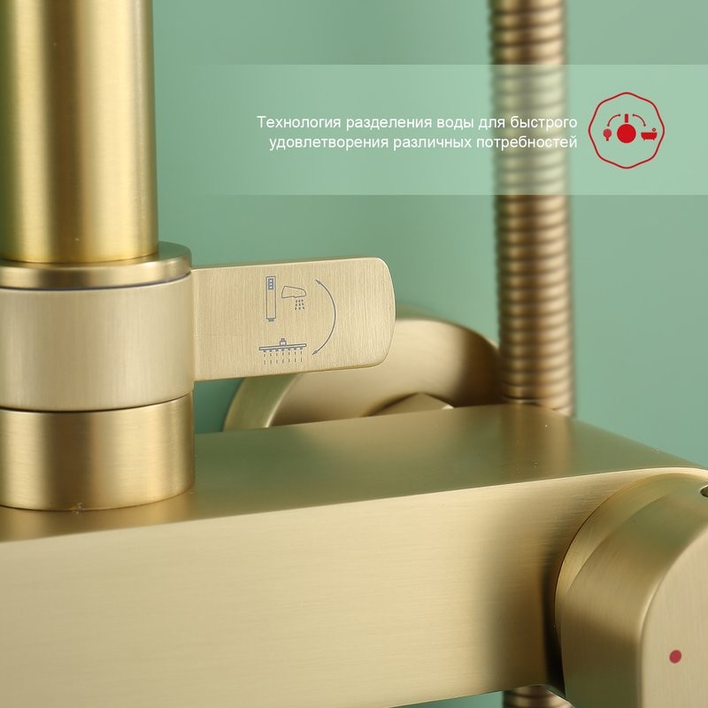 Душевая стойка Raglo R03.24.03 сатин золотой