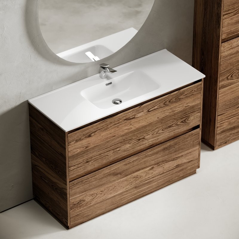 Тумба с раковиной Sancos Libra Floor 120 дуб чарльстон, белая раковина CN7006