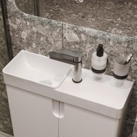 Мебельная раковина Belux Даллас 55 L накладная, глянцевая белая, прямоугольная, искусственный мрамор